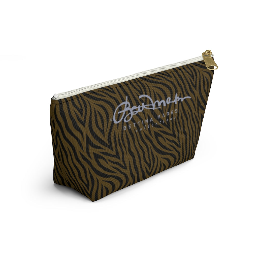 Olive Zebra Accessory Pouch w T-bottom