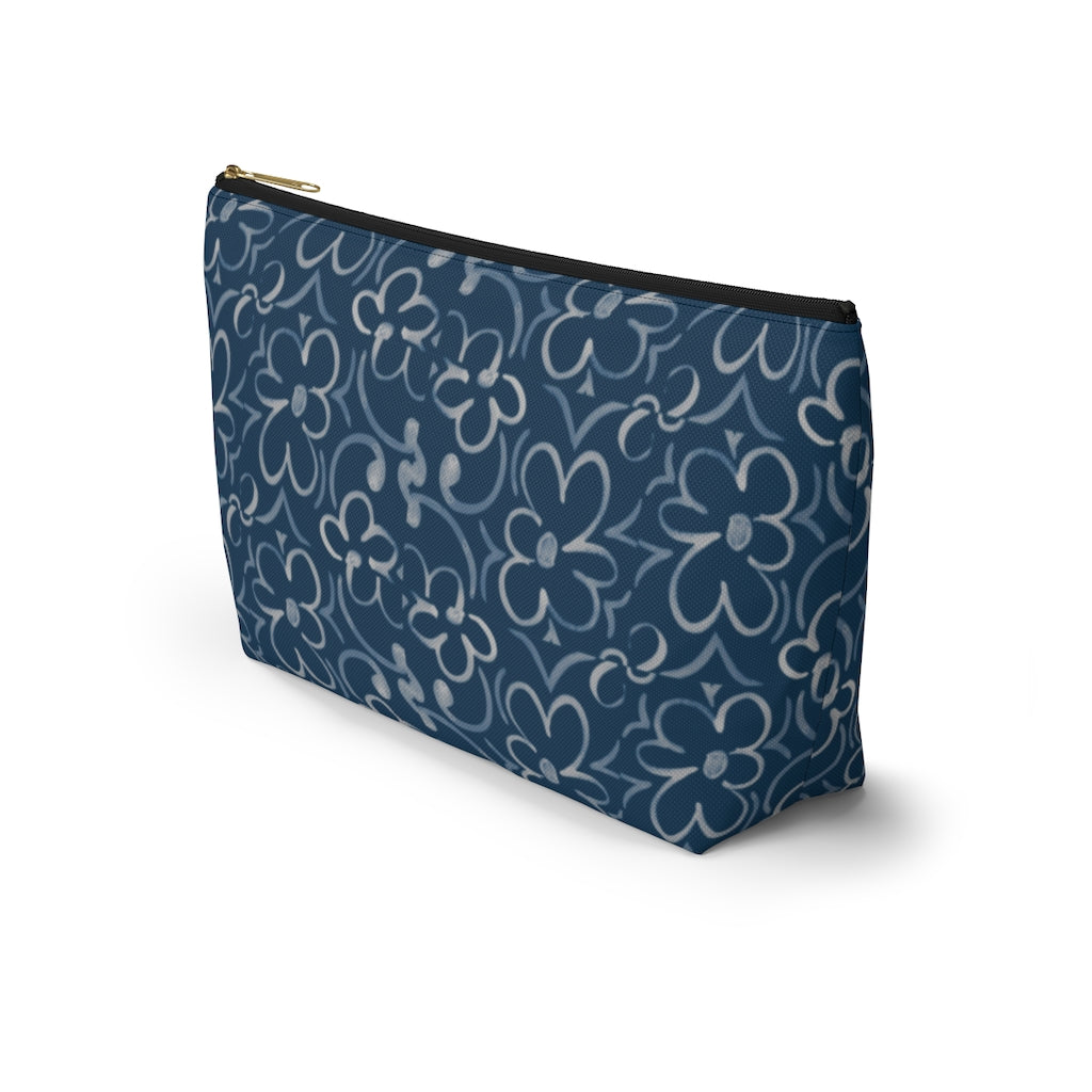 Linear Sixties Floral Accessory Pouch w T-bottom