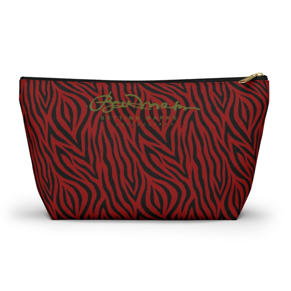Red Zebra Accessory Pouch w T-bottom