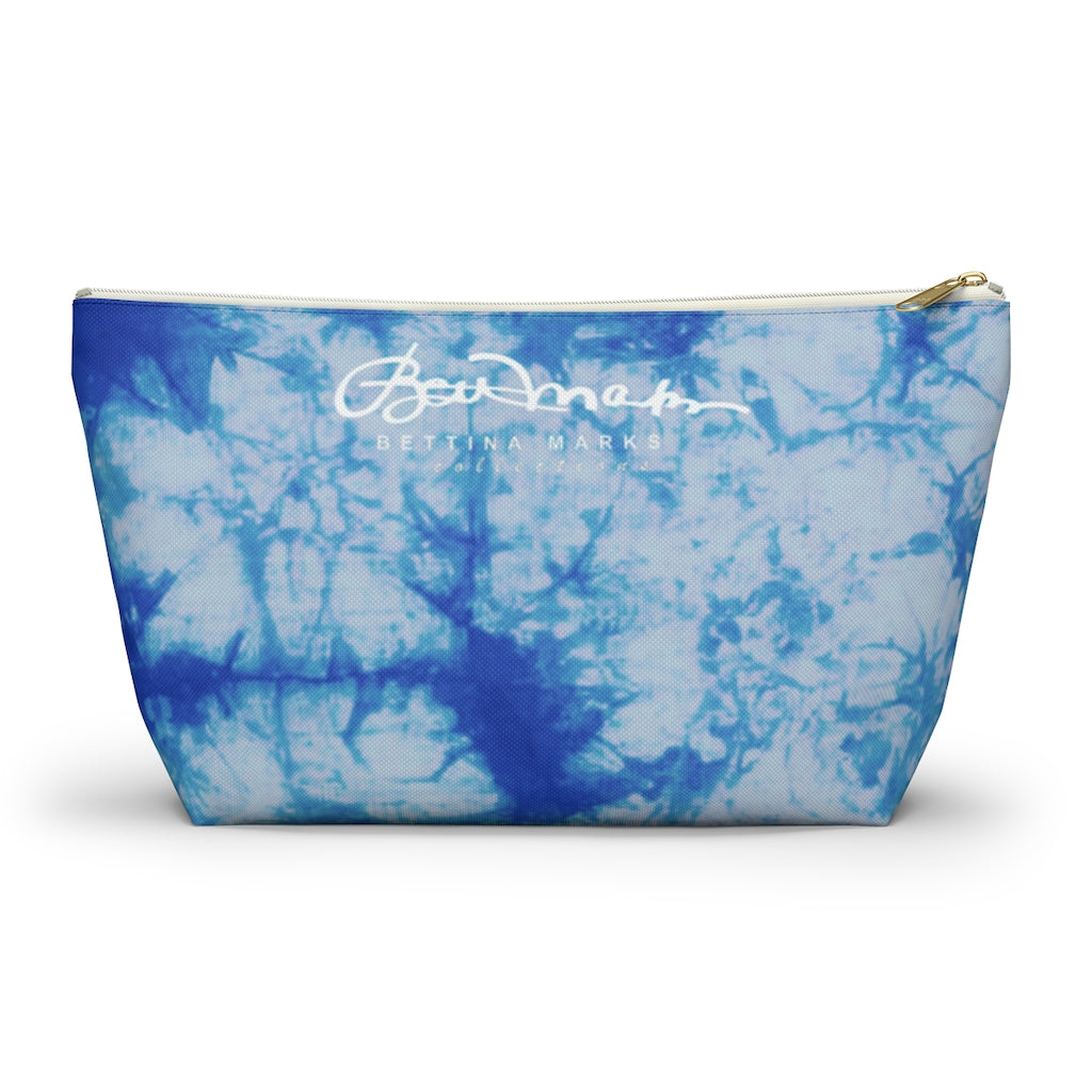Blue Tie Dye Accessory Pouch w T-bottom
