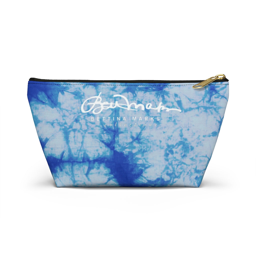 Blue Tie Dye Accessory Pouch w T-bottom