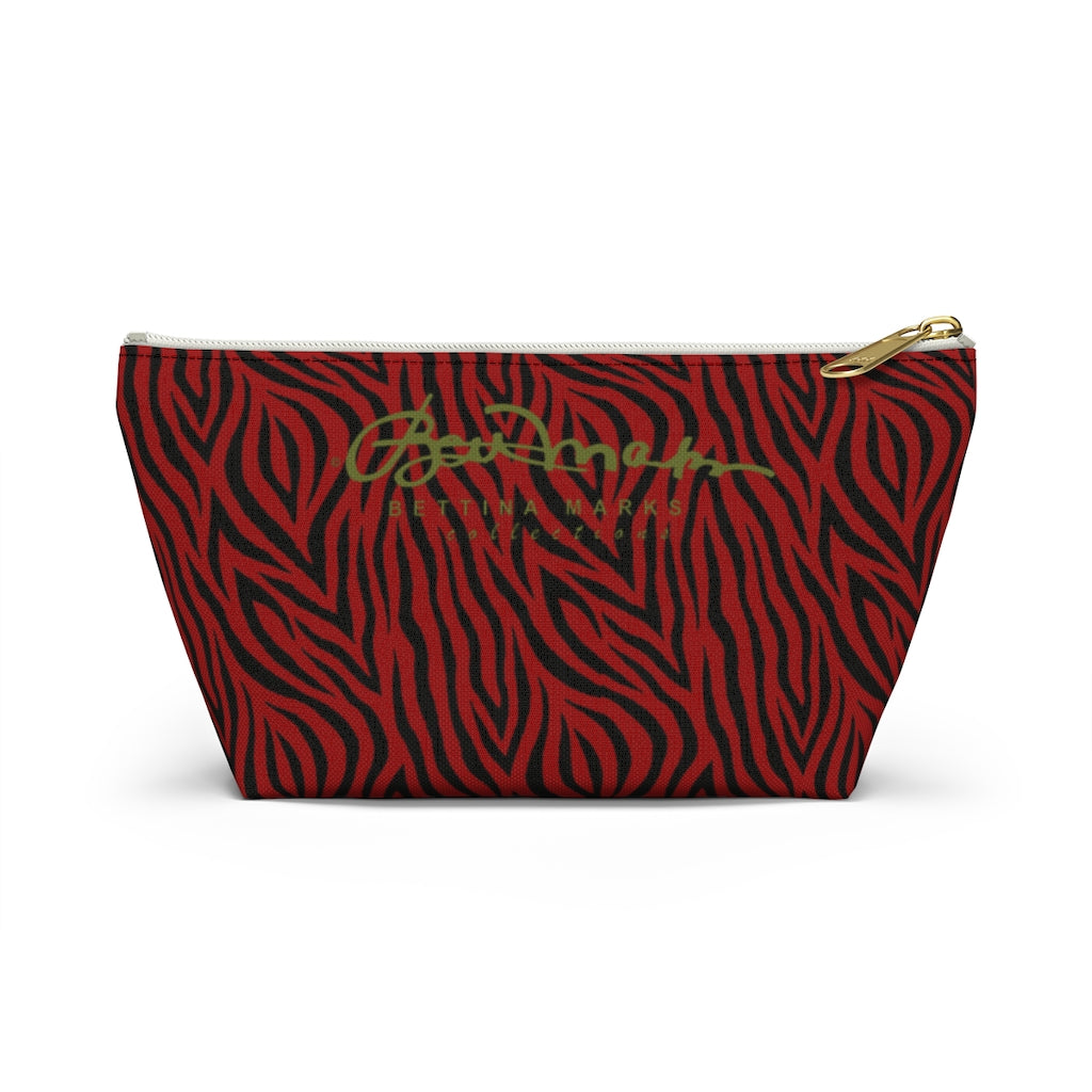 Red Zebra Accessory Pouch w T-bottom