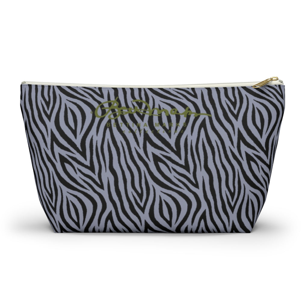 Grey Zebra Accessory Pouch w T-bottom