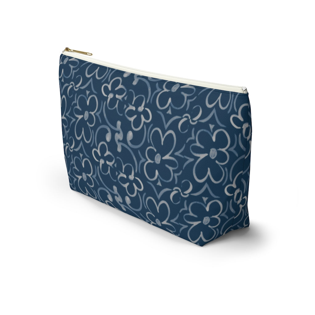 Linear Sixties Floral Accessory Pouch w T-bottom