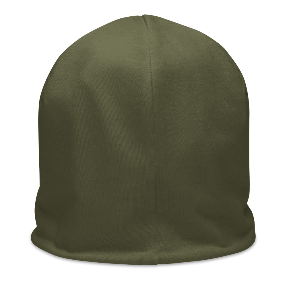 Olive Green All-Over Print Beanie