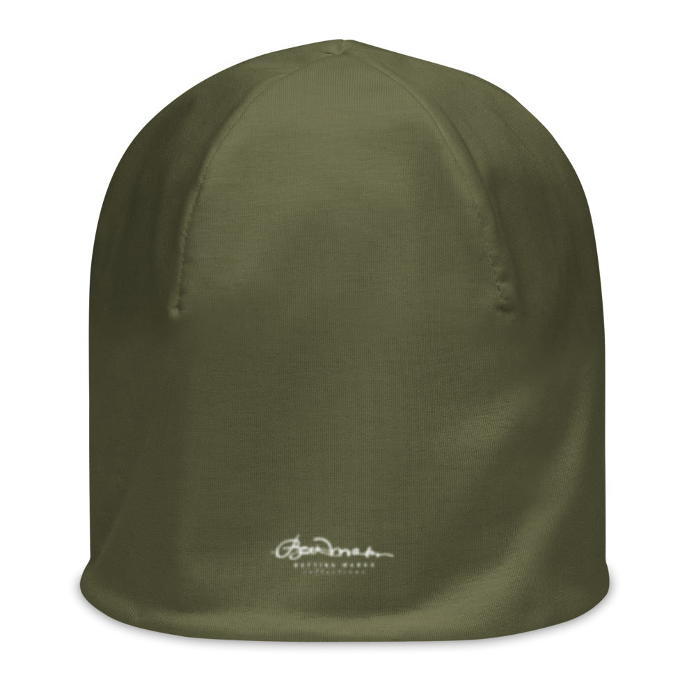 Olive Green All-Over Print Beanie