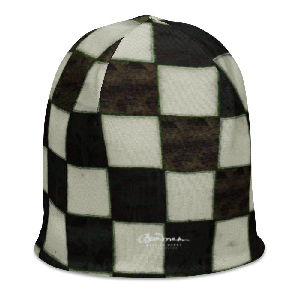 BW Checkerboard All-Over Print Beanie