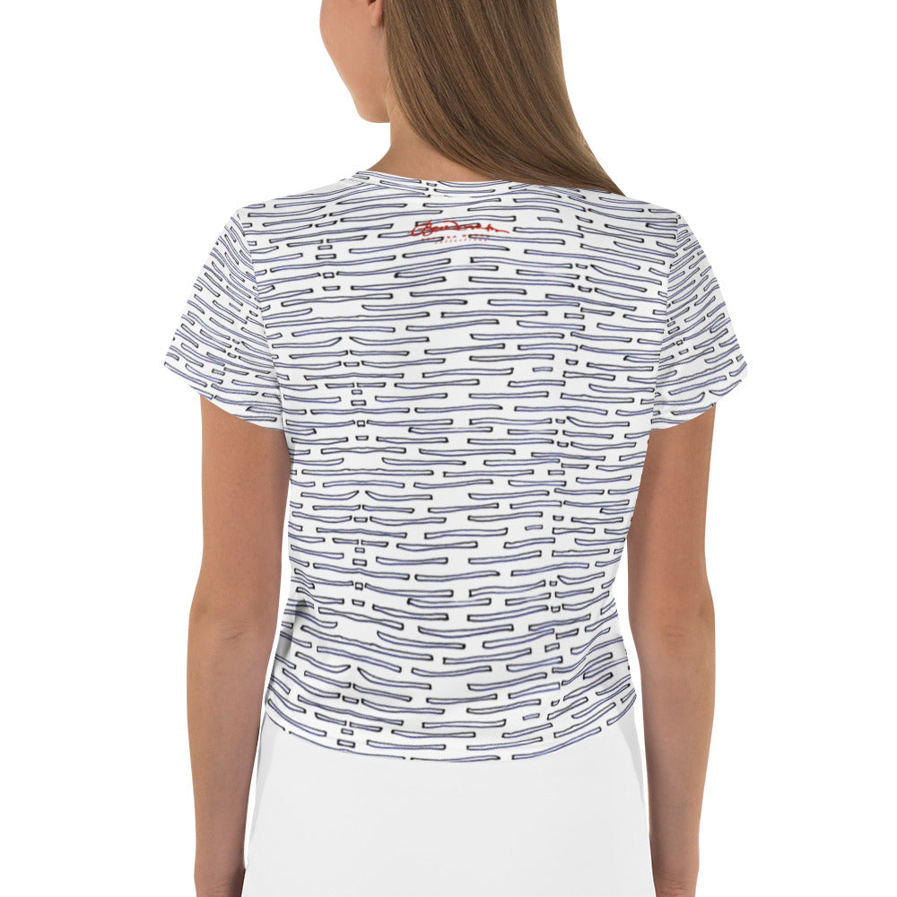Nautical Crew Print Crop Tee