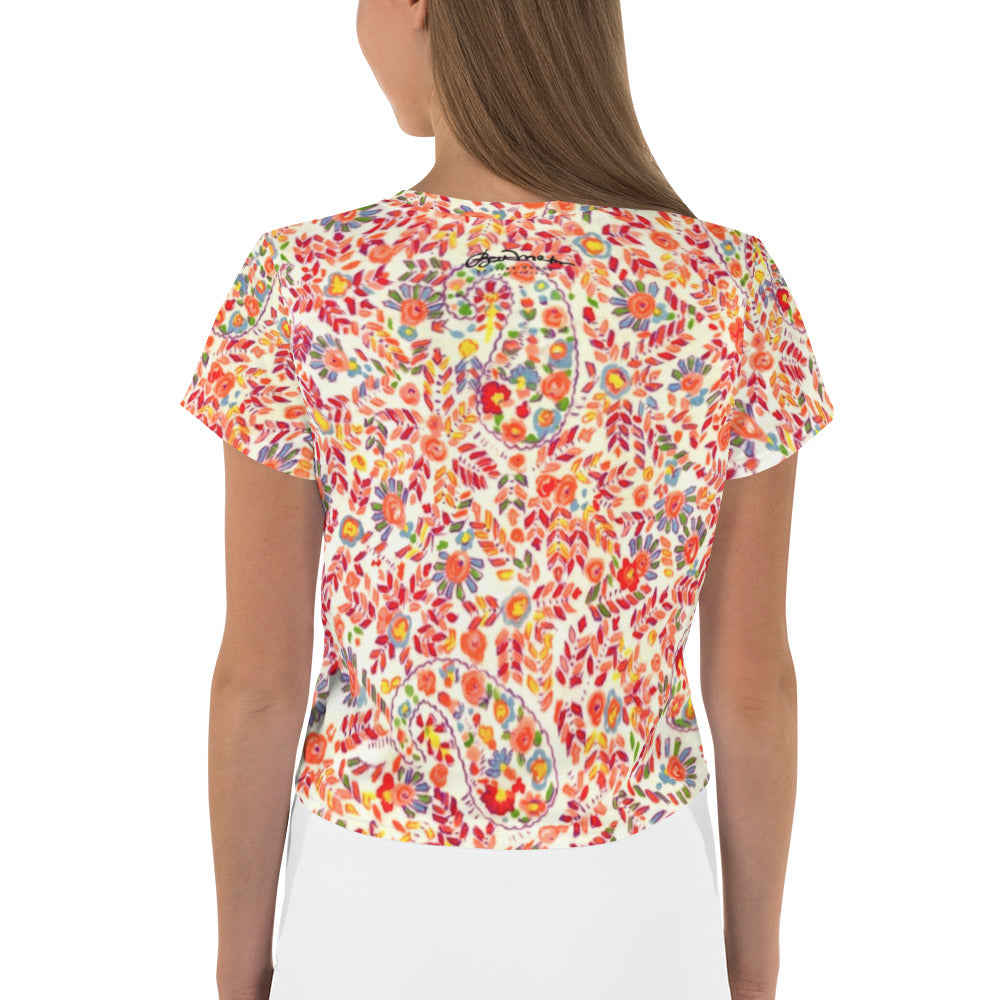 Retro Paisley Print Crop Tee