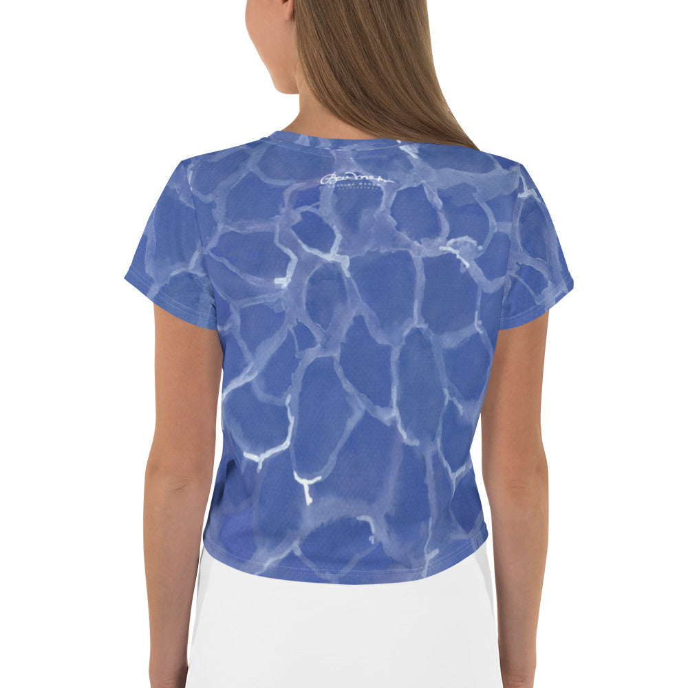 Blue Pool Print Crop Tee