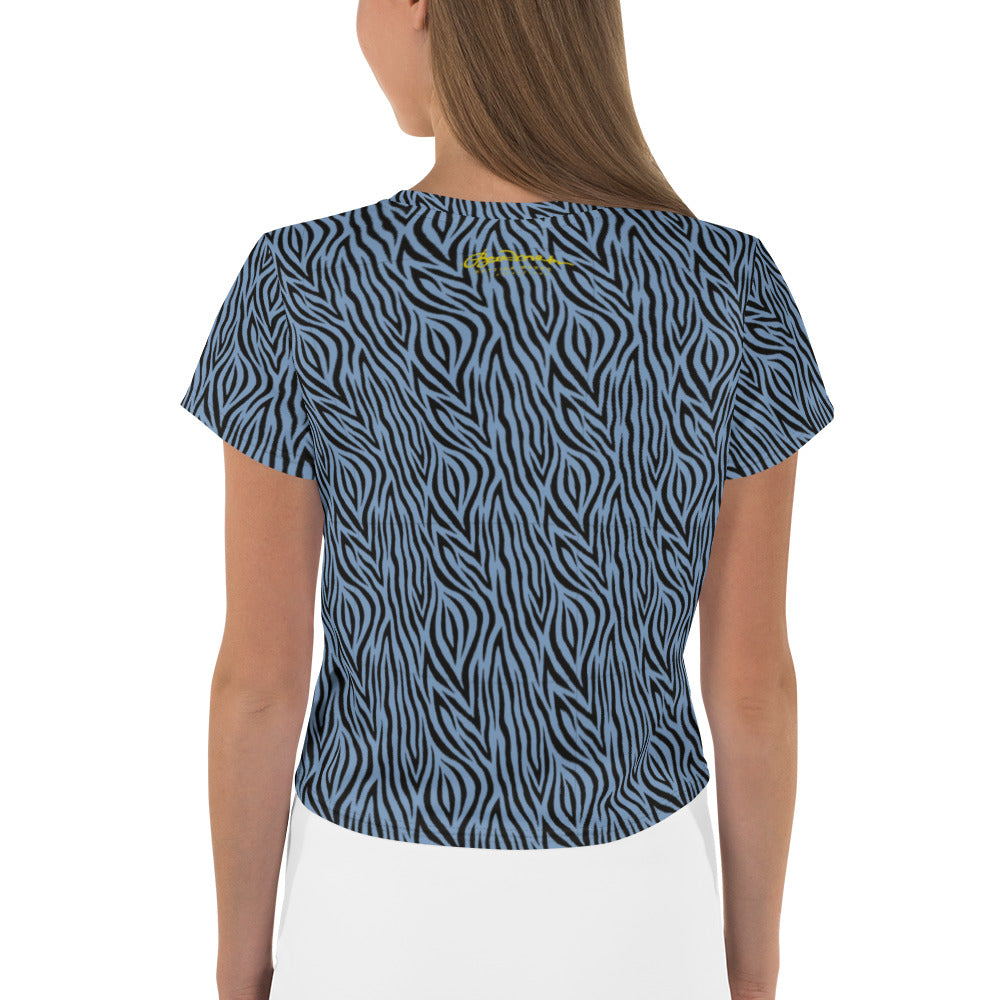 Blue Zebra Print Crop Tee