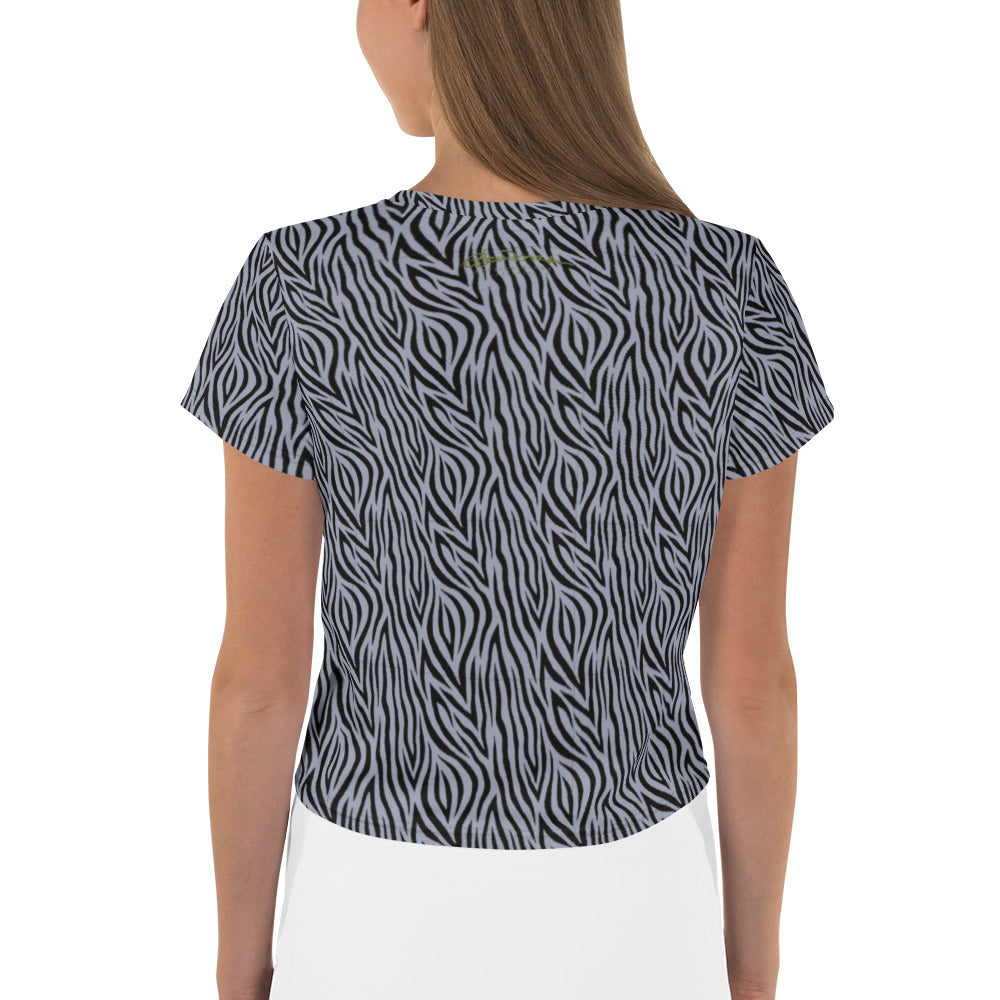 Grey Zebra Print Crop Tee