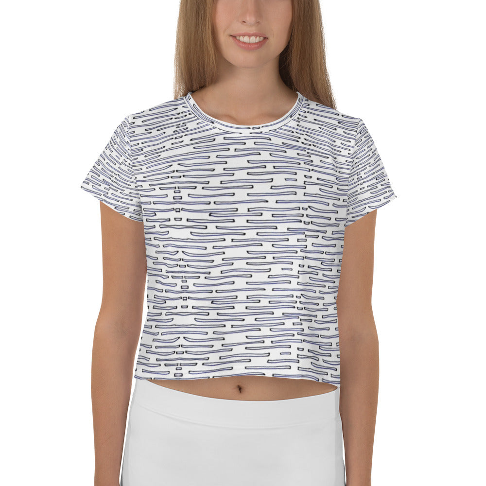 Nautical Crew Print Crop Tee