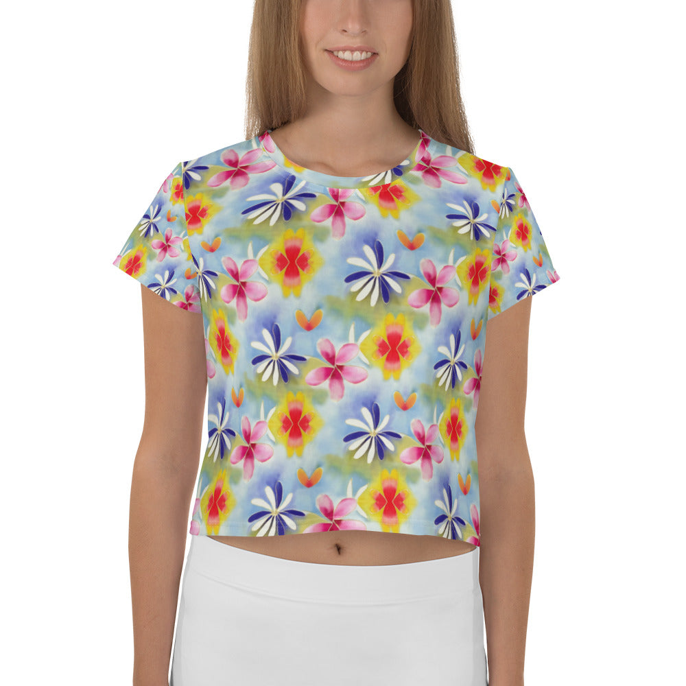 Sunrise Floral Print Crop Tee