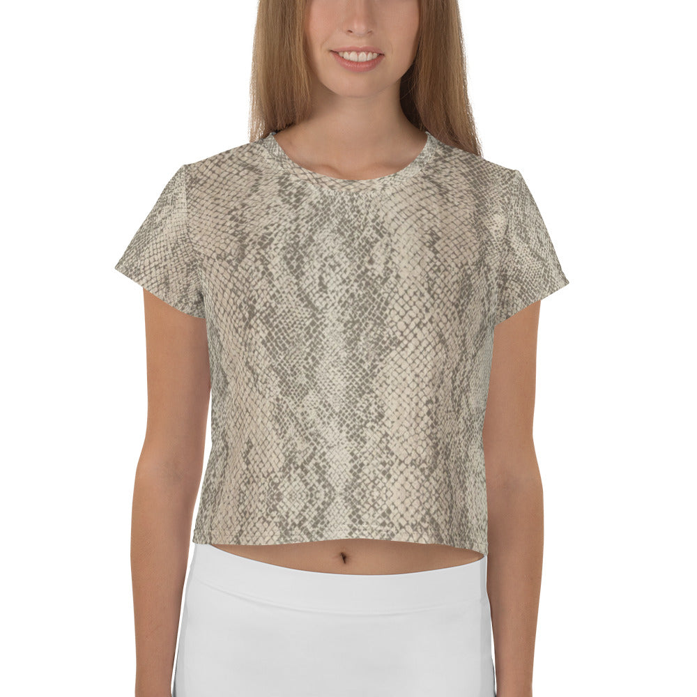 Snake Print Crop Tee