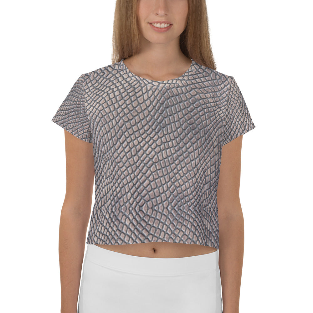 Croc Print Crop Tee