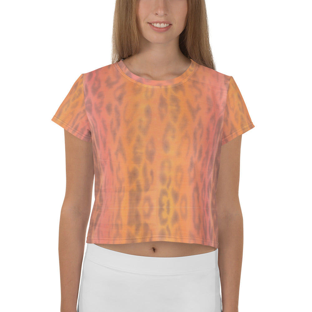 Ombre Leopard Print Crop Tee