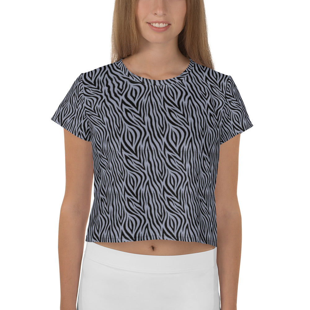Grey Zebra Print Crop Tee