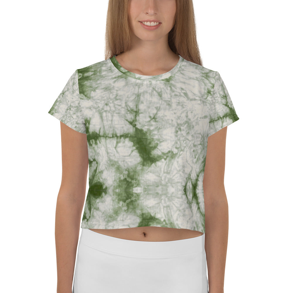 Sage Tie Dye Print Crop Tee