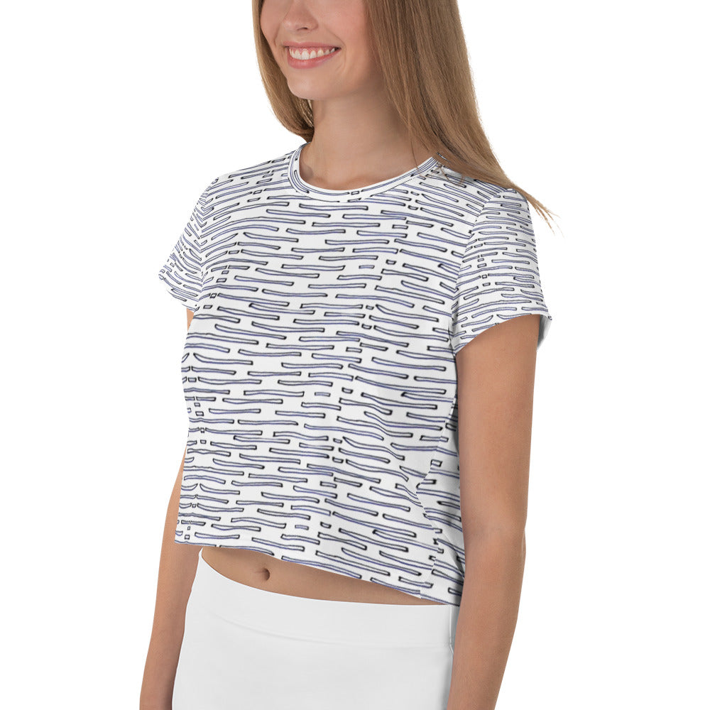 Nautical Crew Print Crop Tee