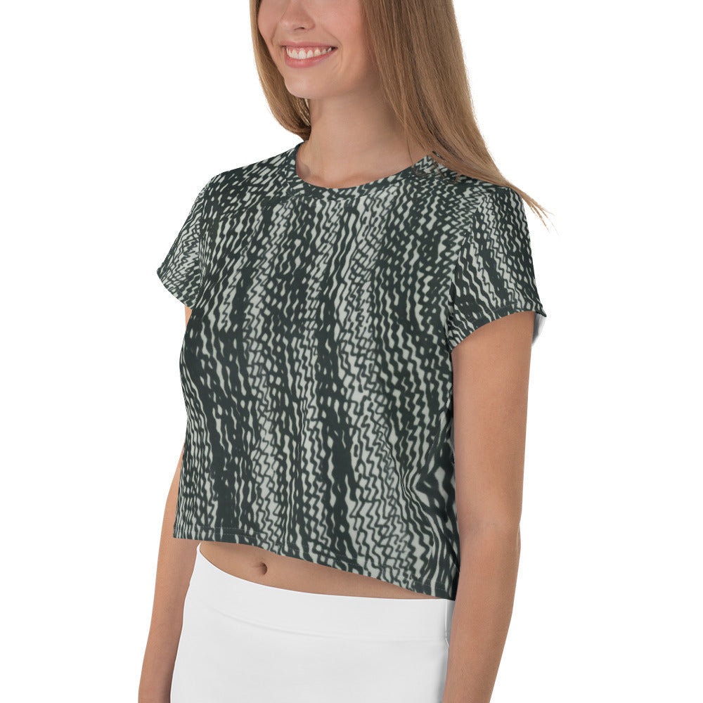 Tire Scribbles Print Crop Tee