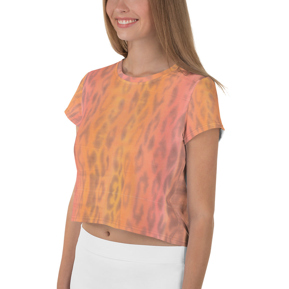 Ombre Leopard Print Crop Tee