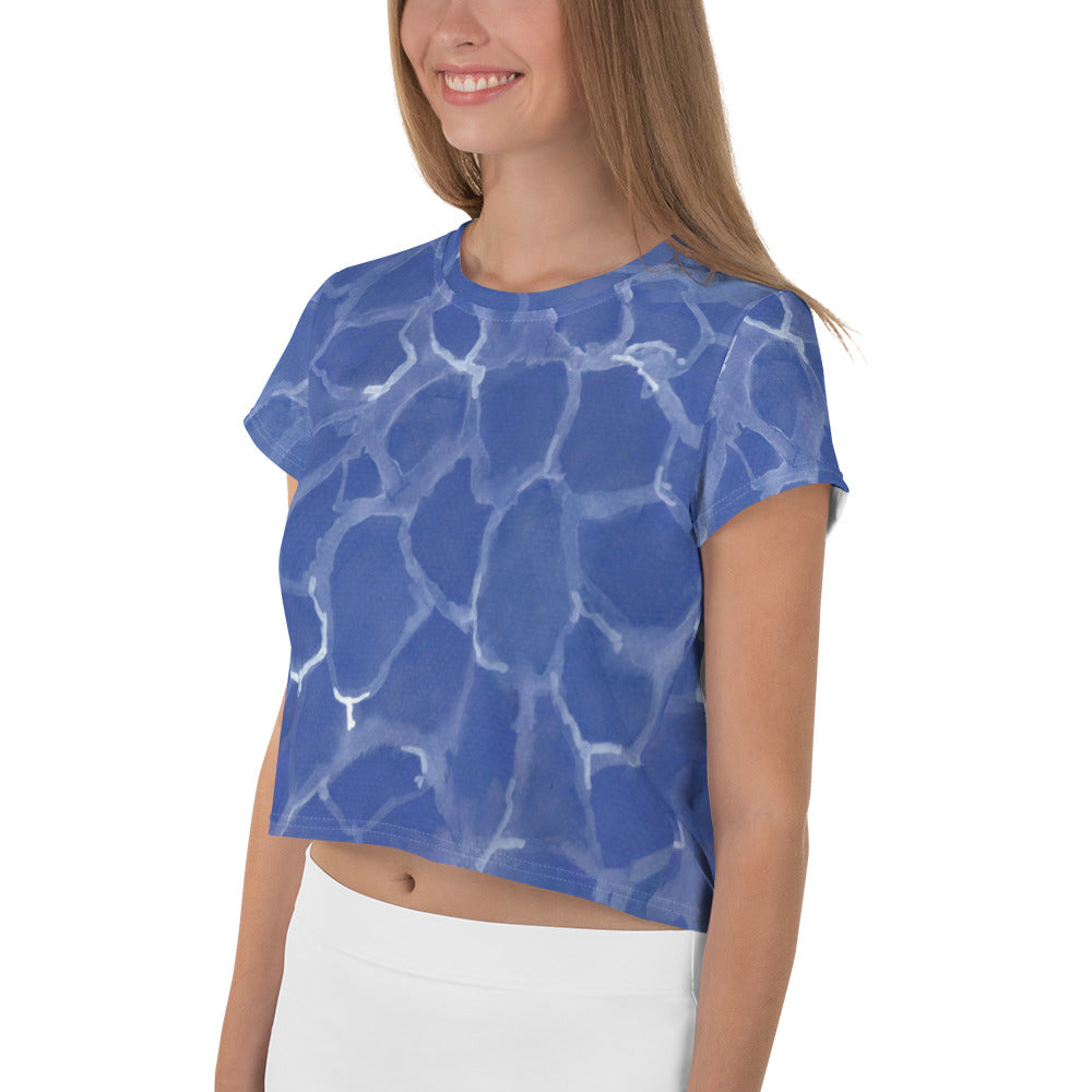 Blue Pool Print Crop Tee