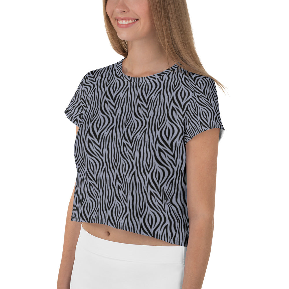 Grey Zebra Print Crop Tee