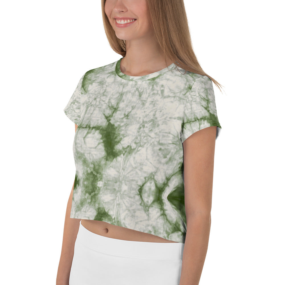 Sage Tie Dye Print Crop Tee