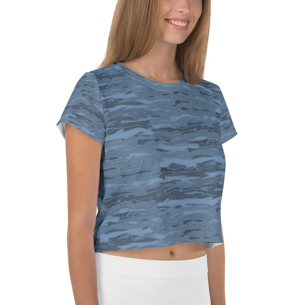 Steel Blue Camouflage Lava Crop Tee