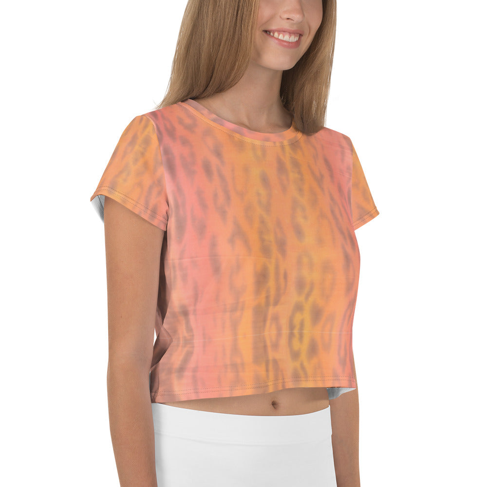 Ombre Leopard Print Crop Tee