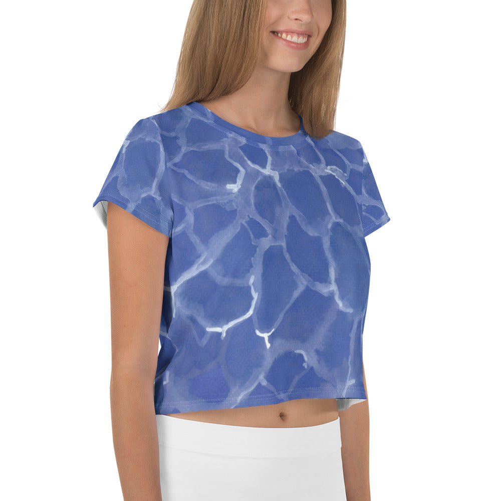 Blue Pool Print Crop Tee