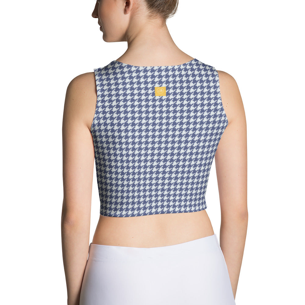 Navy Blue Houndstooth Crop Top