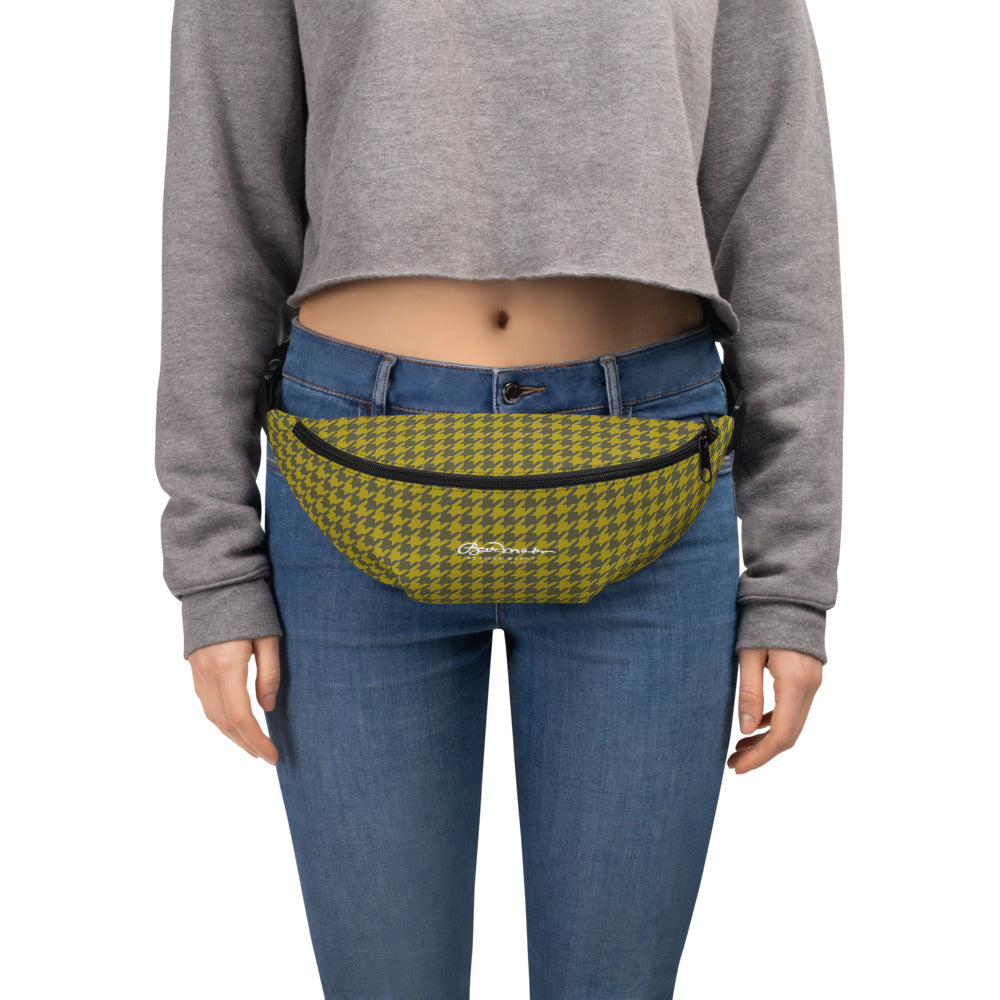Olive Houndstooth Fanny Pack