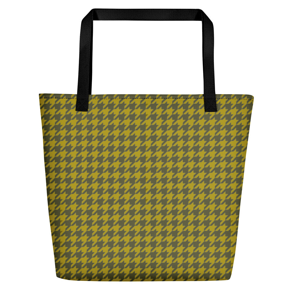 Olive Houndstooth Teachers Tote Bag