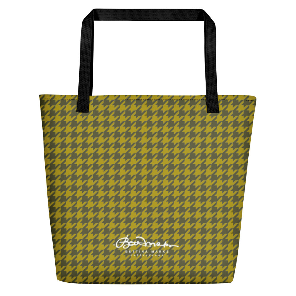 Olive Houndstooth Teachers Tote Bag