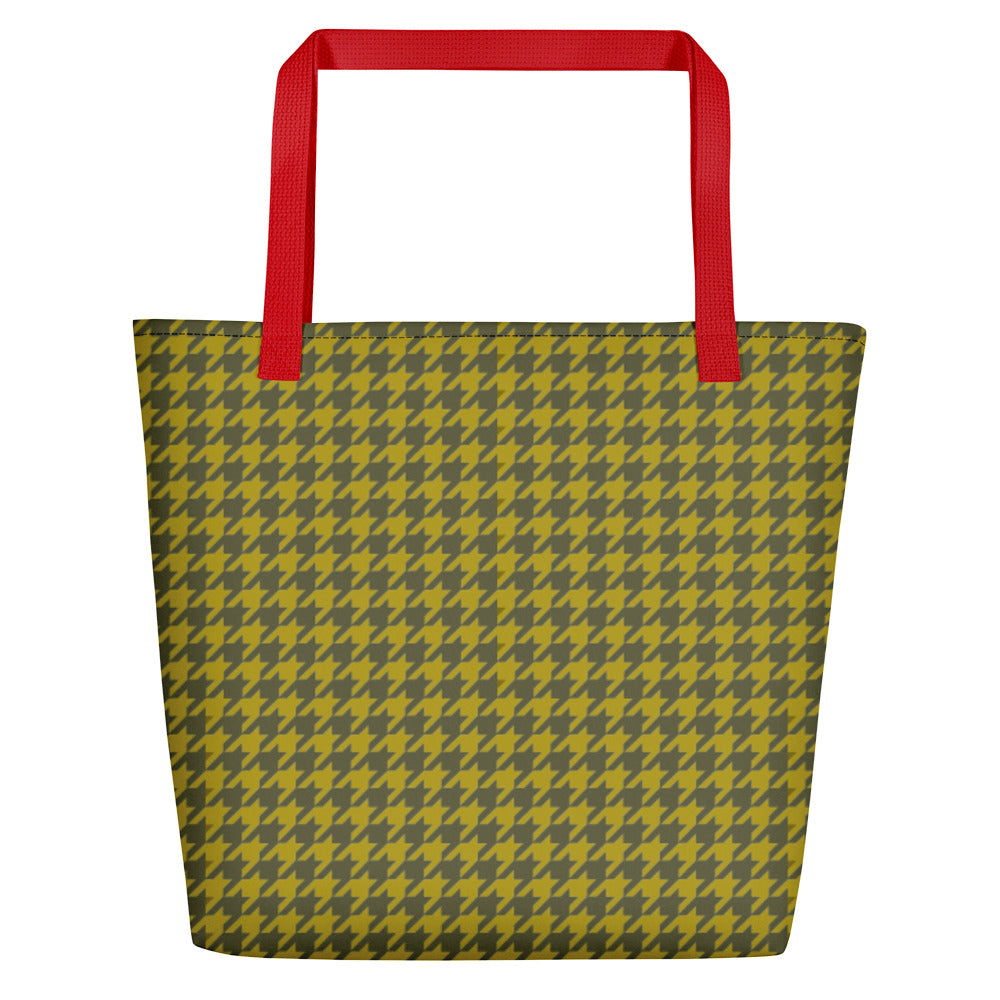 Olive Houndstooth Teachers Tote Bag