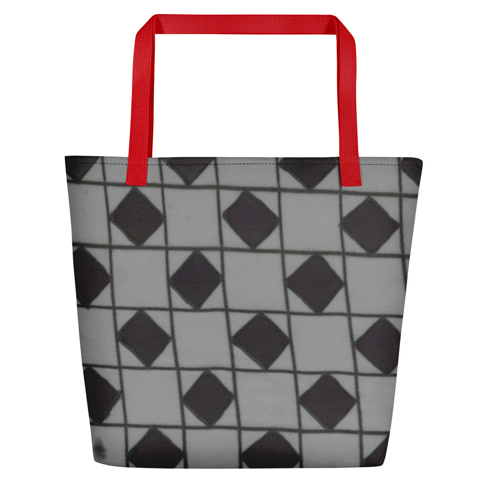 Grey Checkerboard Optical Teachers Tote Bag