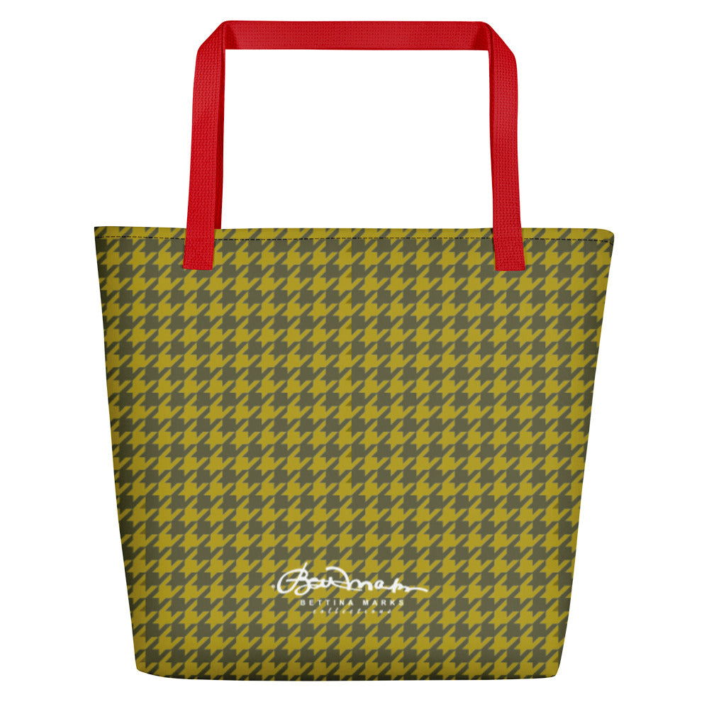 Olive Houndstooth Teachers Tote Bag