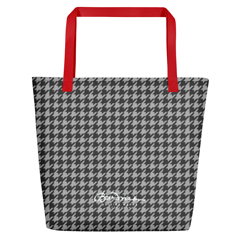 B&W Houndstooth Teachers Tote Bag