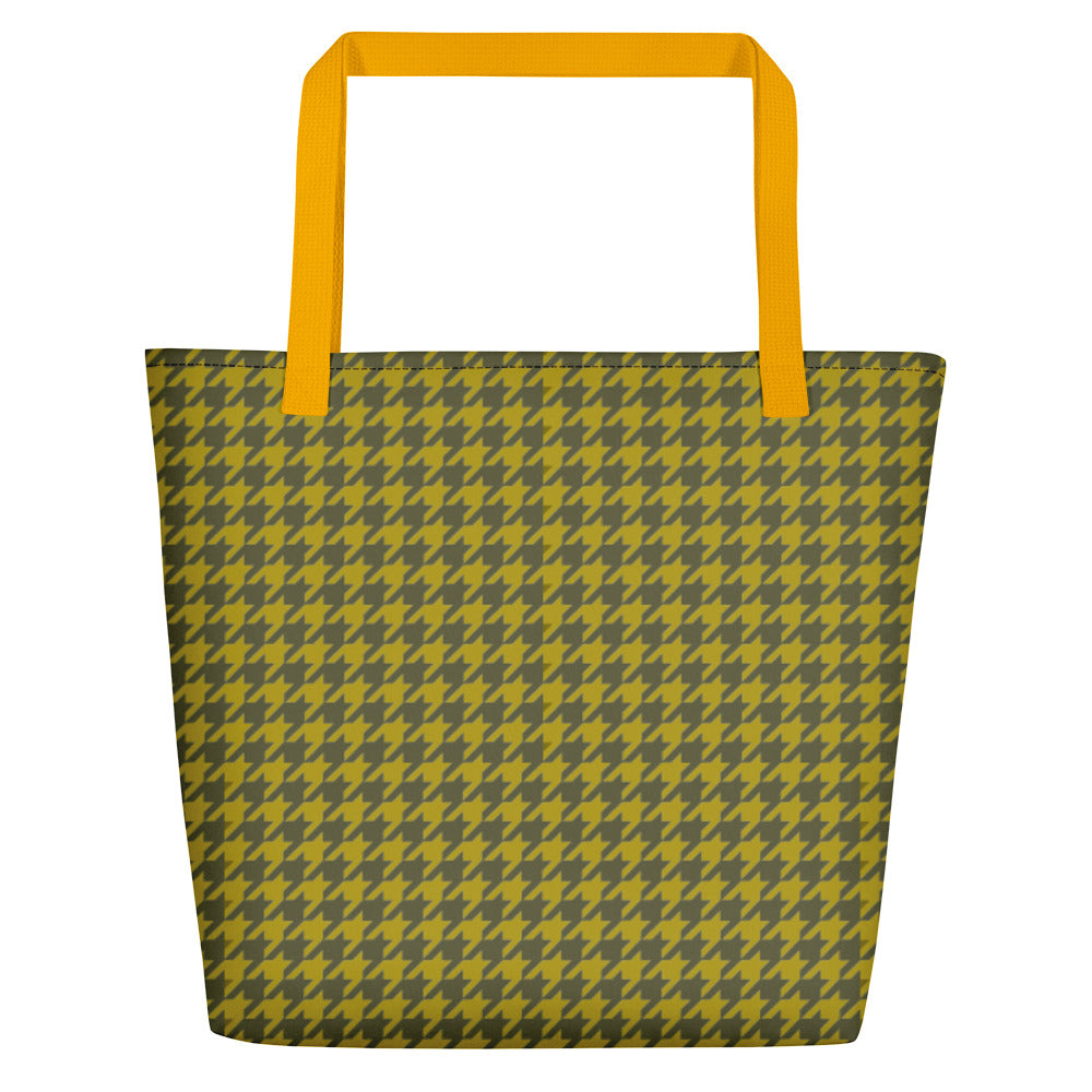 Olive Houndstooth Teachers Tote Bag