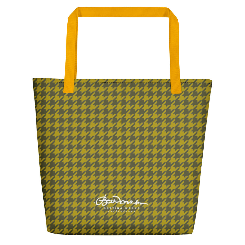 Olive Houndstooth Teachers Tote Bag