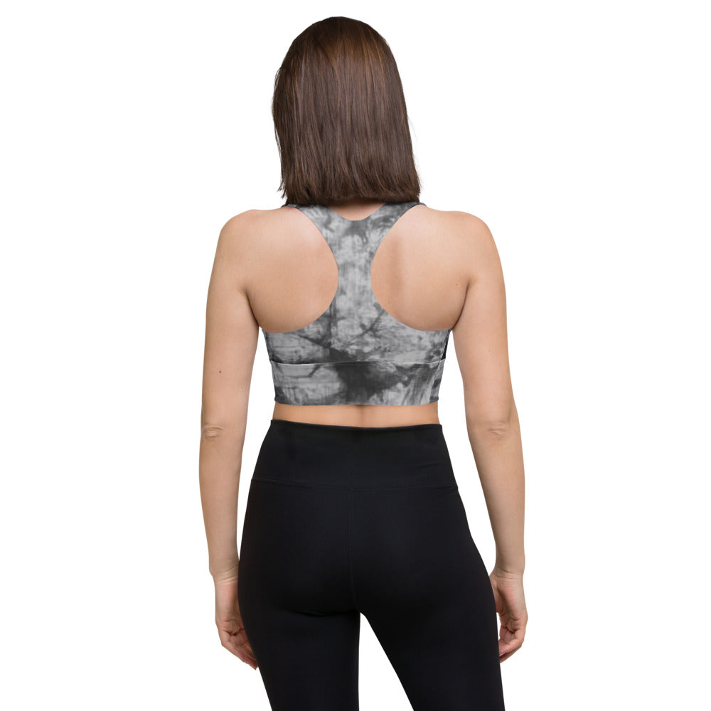 Grey Tie Dye Longline sports bra