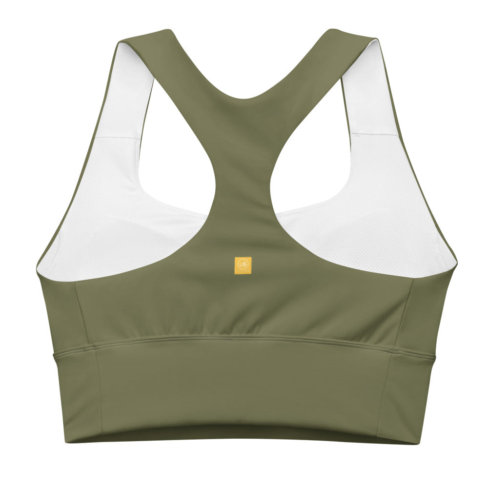 Khaki Green Longline sports bra