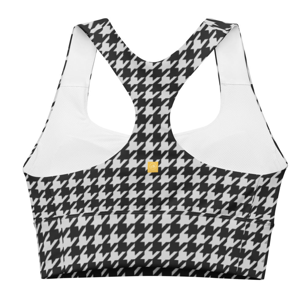 B&W Houndstooth Longline sports bra
