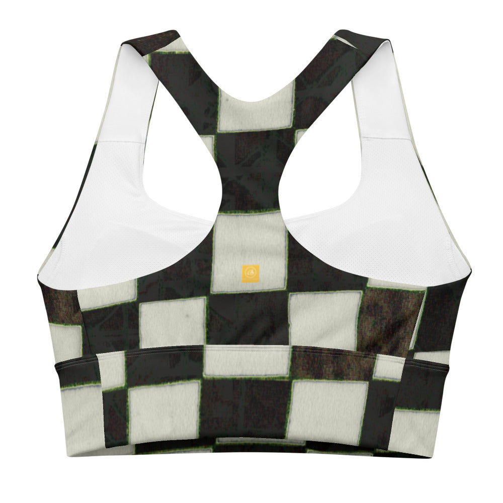 B&W Checkerboard Longline sports bra