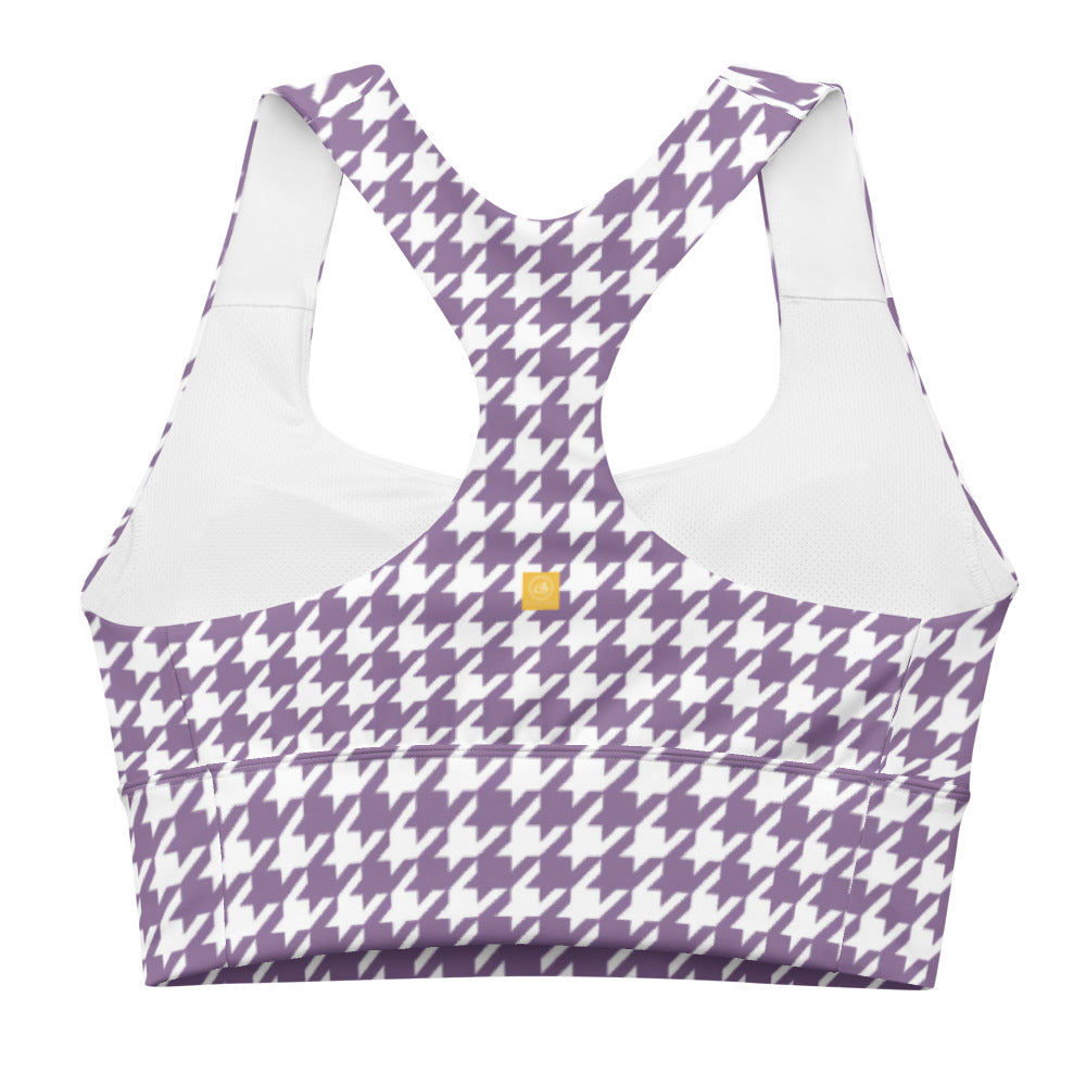 Lilac Houndstooth Longline sports bra