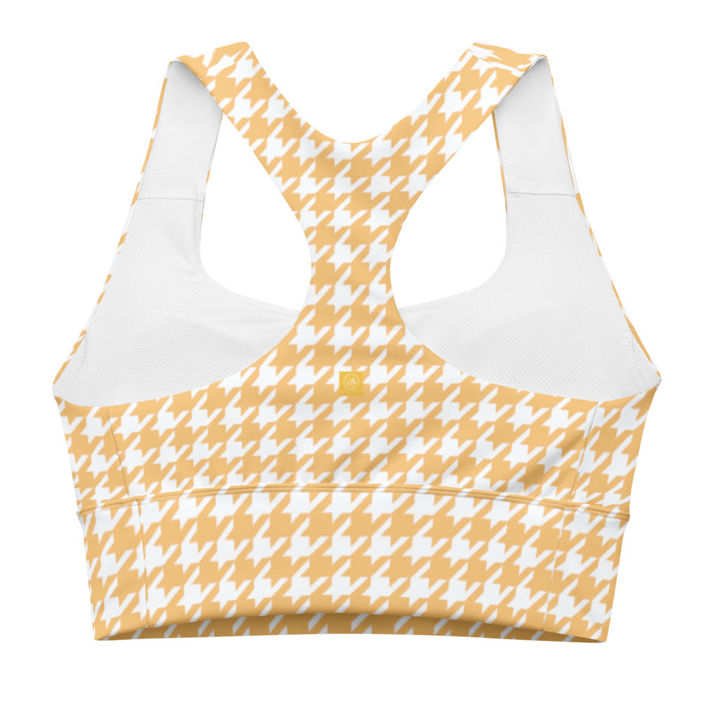 Banana Houndstooth Longline sports bra