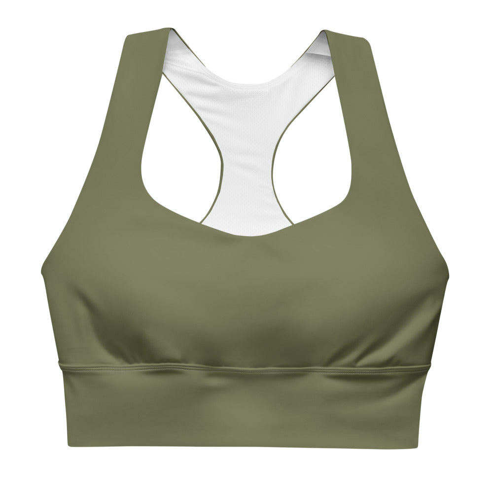 Khaki Green Longline sports bra