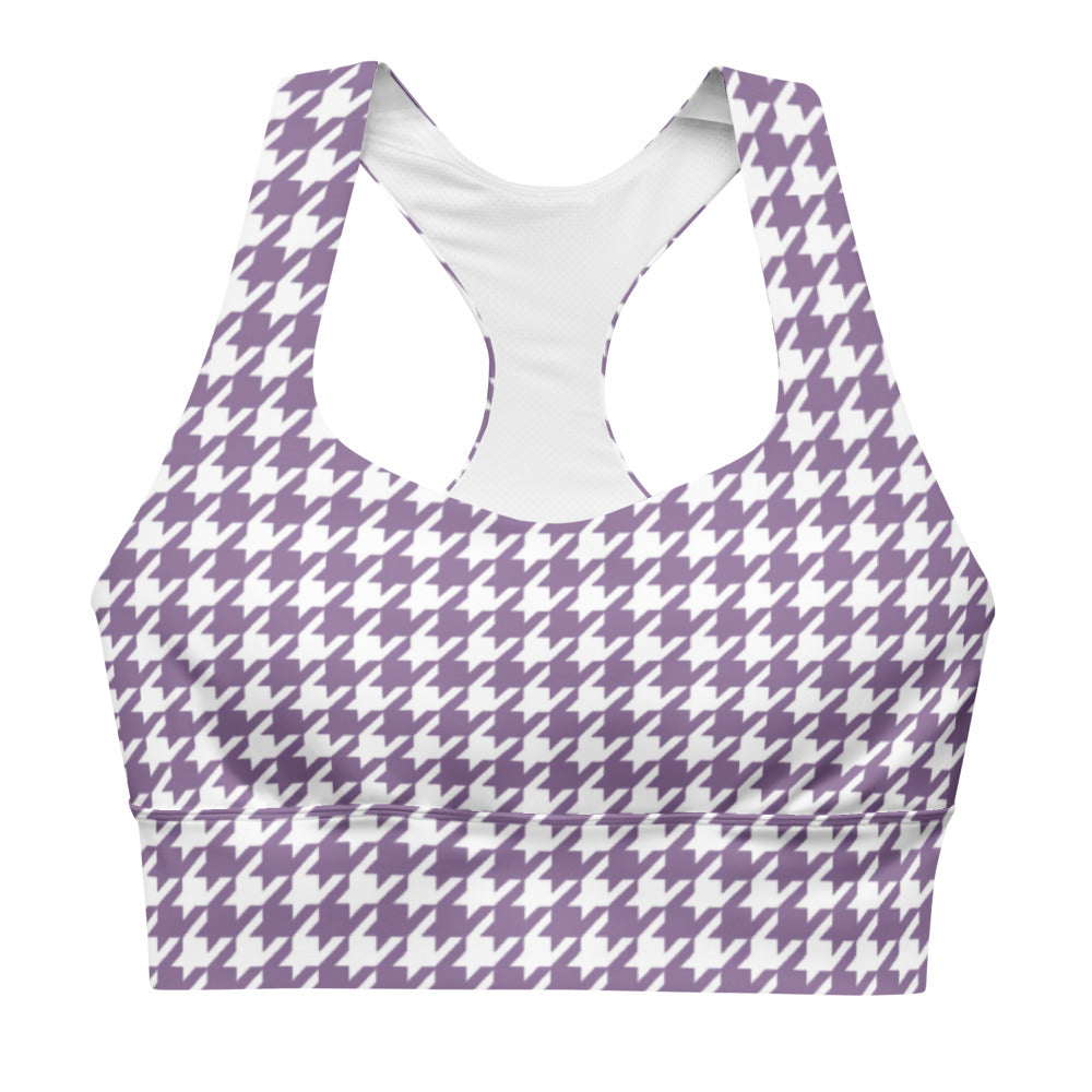 Lilac Houndstooth Longline sports bra